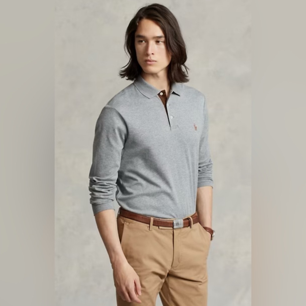POLO RALPH LAUREN Classic Fit Soft Cotton Polo Shirt in Dark Gray Size XXL - Picture 5 of 10